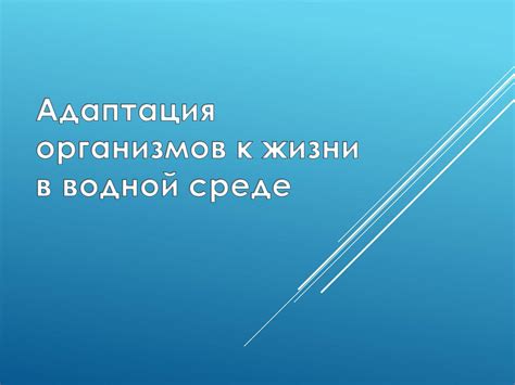 Адаптация к жизни в своей среде