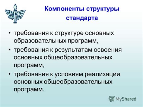 Главные компоненты структуры стандарта