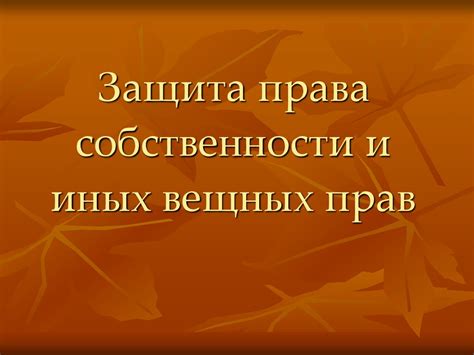 Защита прав собственности