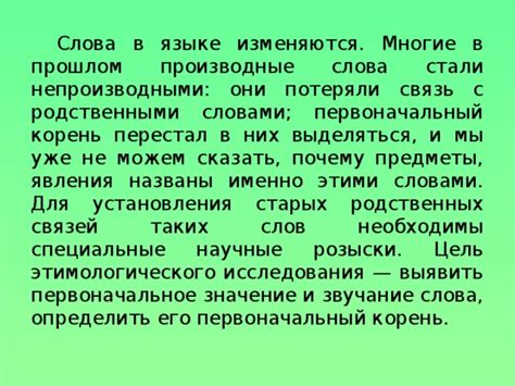 Значение и роль этимологического корня в лингвистике