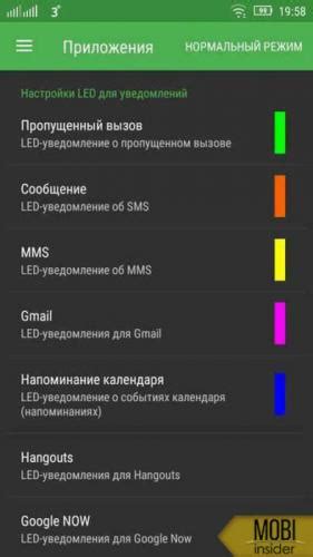 Использование светодиодного индикатора на смартфоне
