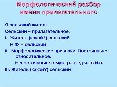 Как происходит морфологический разбор прилагательного?