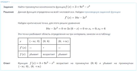 Метод первой производной для определения промежутков монотонности