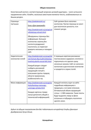 Недостаточное количество контента