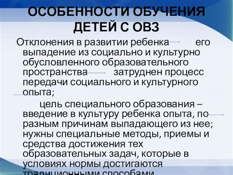 Общие сведения об ОВЗ (Отклонения в развитии)