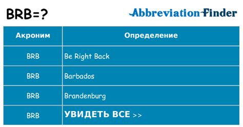 Объяснение значения "brb"