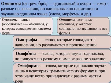 Омоформия - случай, когда слова сходны в написании, но происхождение и значение отличаются