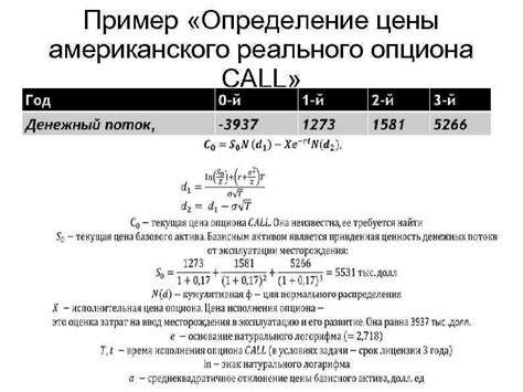 Определение реализации опциона