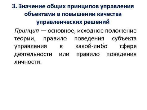 Основное значение принципов в руководстве