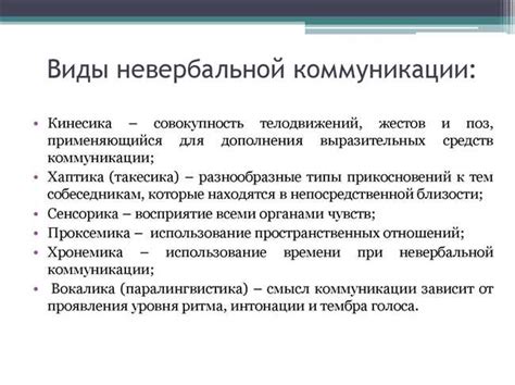 Основные виды невербального общения