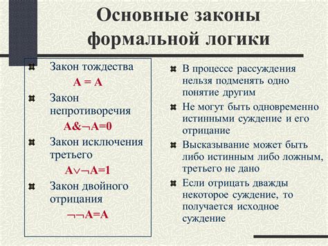 Основные законы и правила