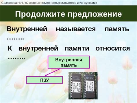 Основные компоненты внутренней памяти компьютера