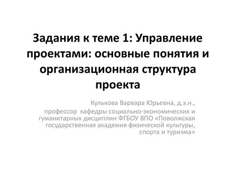 Основные понятия организации проекта