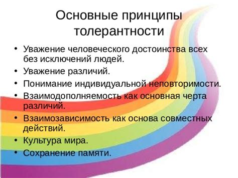 Основные принципы принципа толерантности