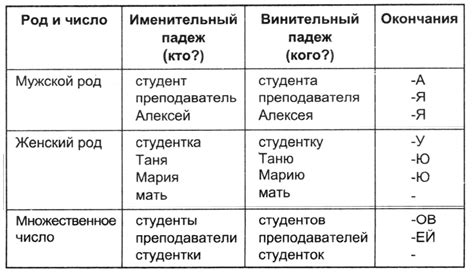 Особенности изменения слов в винительном падеже