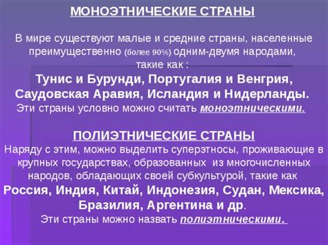 Особенности мононациональной страны