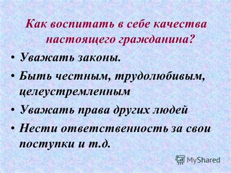 Ответственность и обязанности настоящего гражданина