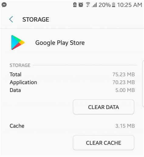 Очистите кеш приложения Google Play