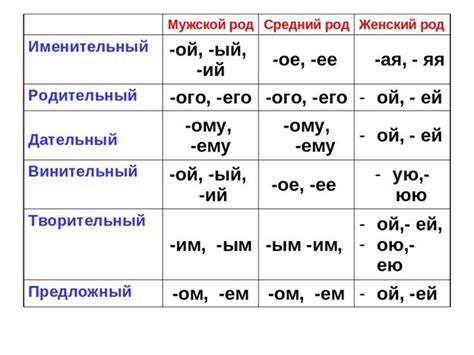 Падеж и его роль в изменении имен прилагательных