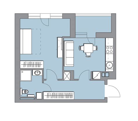 Планировка однокомнатных апартаментов