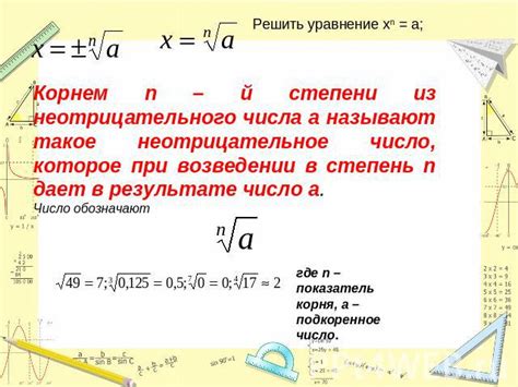 Понятие математического корня