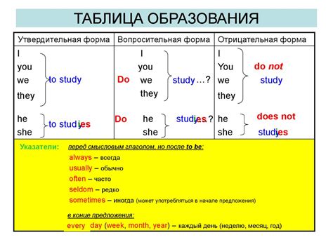 Правила образования отрицательной формы глагола do в английском языке