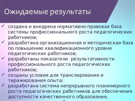 Преимущества и результаты планомерного развития