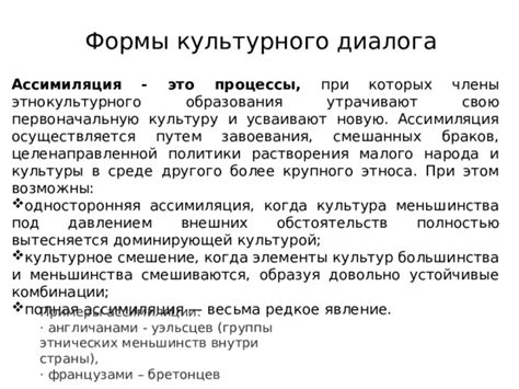 Примеры ассимиляции в культуре