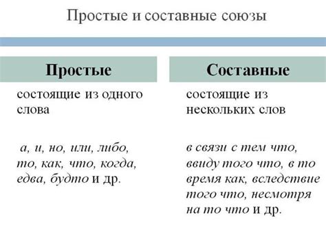 Примеры использования простых союзов