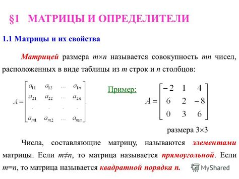 Примеры матриц и их свойства