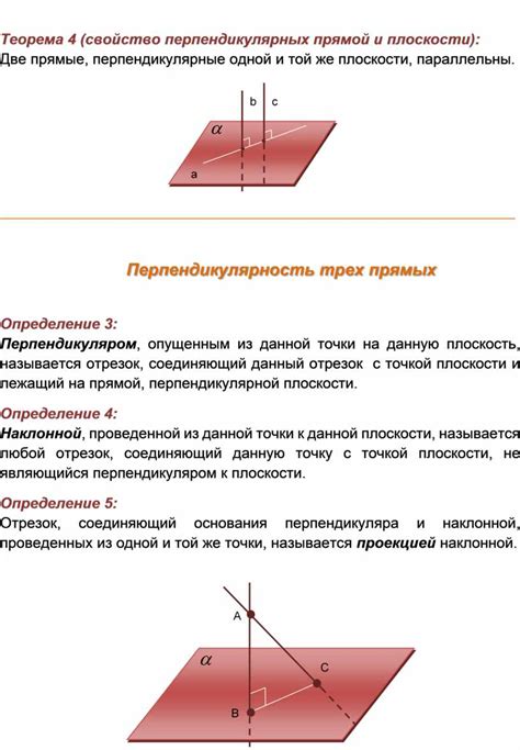 Примеры перпендикулярных линий и плоскостей