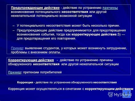 Причины возникновения несоответствия