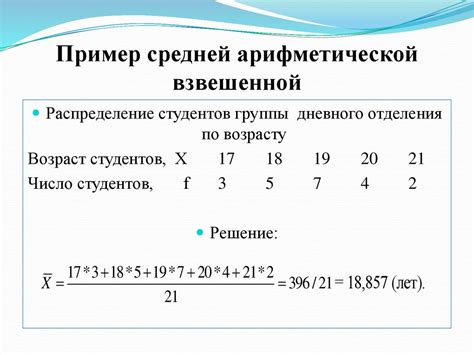 Простой пример среднего арифметического ряда