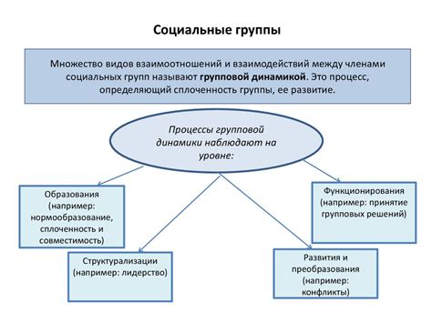 Различные виды социальных групп