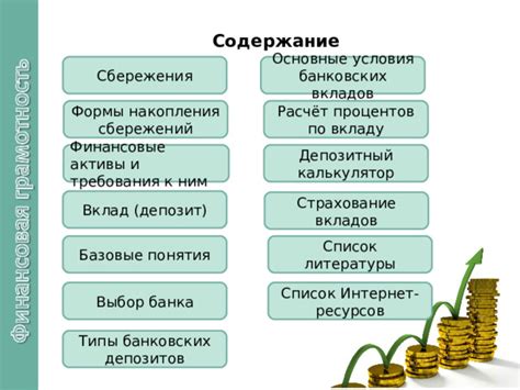 Различные типы депозитов и их условия