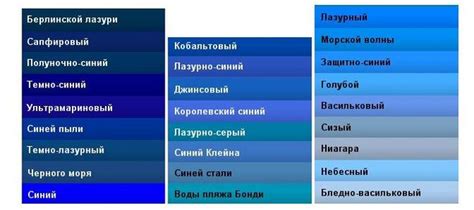 Разнообразие оттенков синего в искусстве