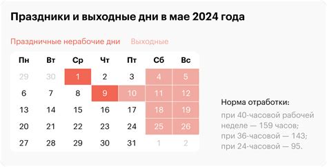 Сколько рабочих дней в мае 2024 года?