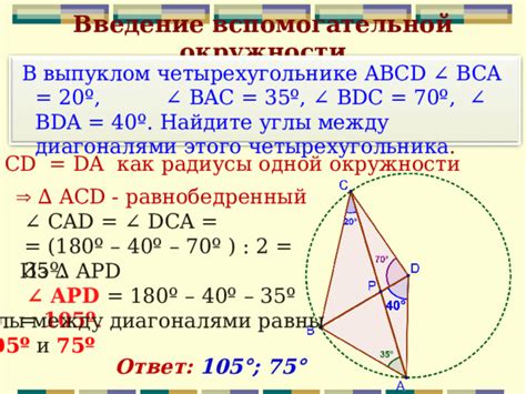 Соотношения между сторонами и диагоналями четырехугольника и радиусом окружности