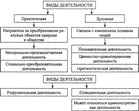 Типы видов деятельности