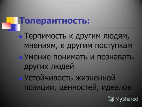 Уважение и терпимость к другим мнениям