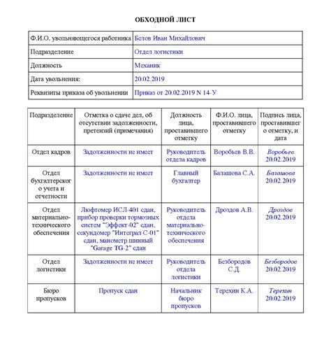 Что такое обходной лист