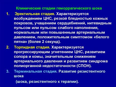 Чувства при гиповолемическом шоке