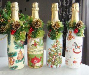 Как красиво украсить бутылку шампанского на Новый год своими руками?